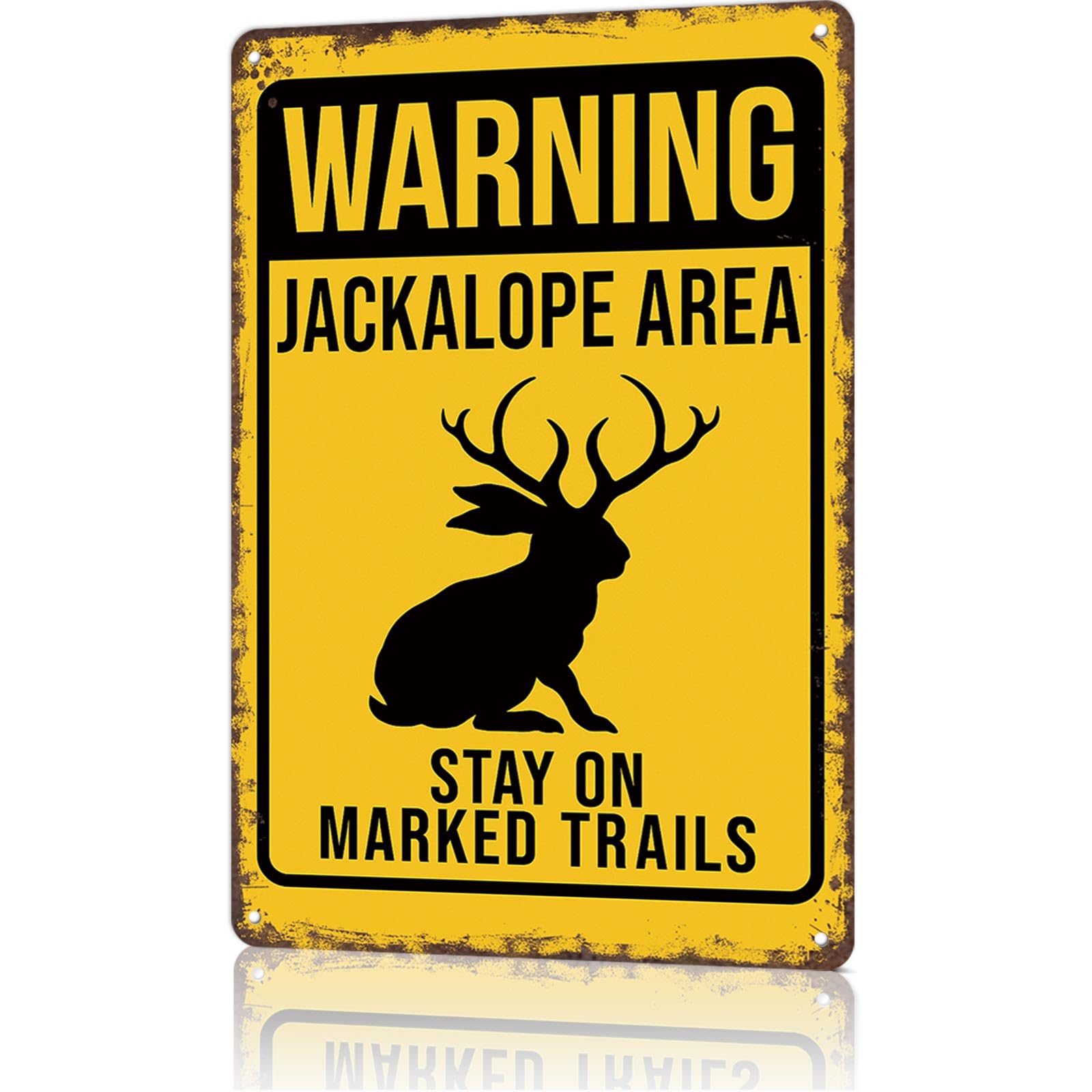 KWQDOZF Funny Vintage Metal Signs Jackalope Sign-Tin Sign Poster 8x12inch