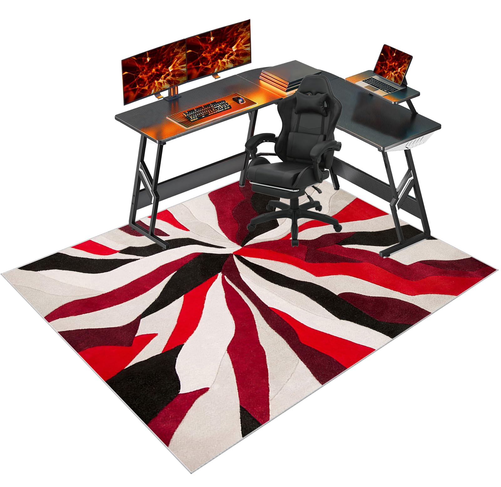 Heavy Duty Office Chair Mats for Carpeted Floor, Computer Floor Mat for Hardwood Floors, Large Anti-Slip Desk Chair Mat, Home Multi-Purpose Low-Pile Carpet, Rolling Chairs Glides Easily 140 x 180 cm