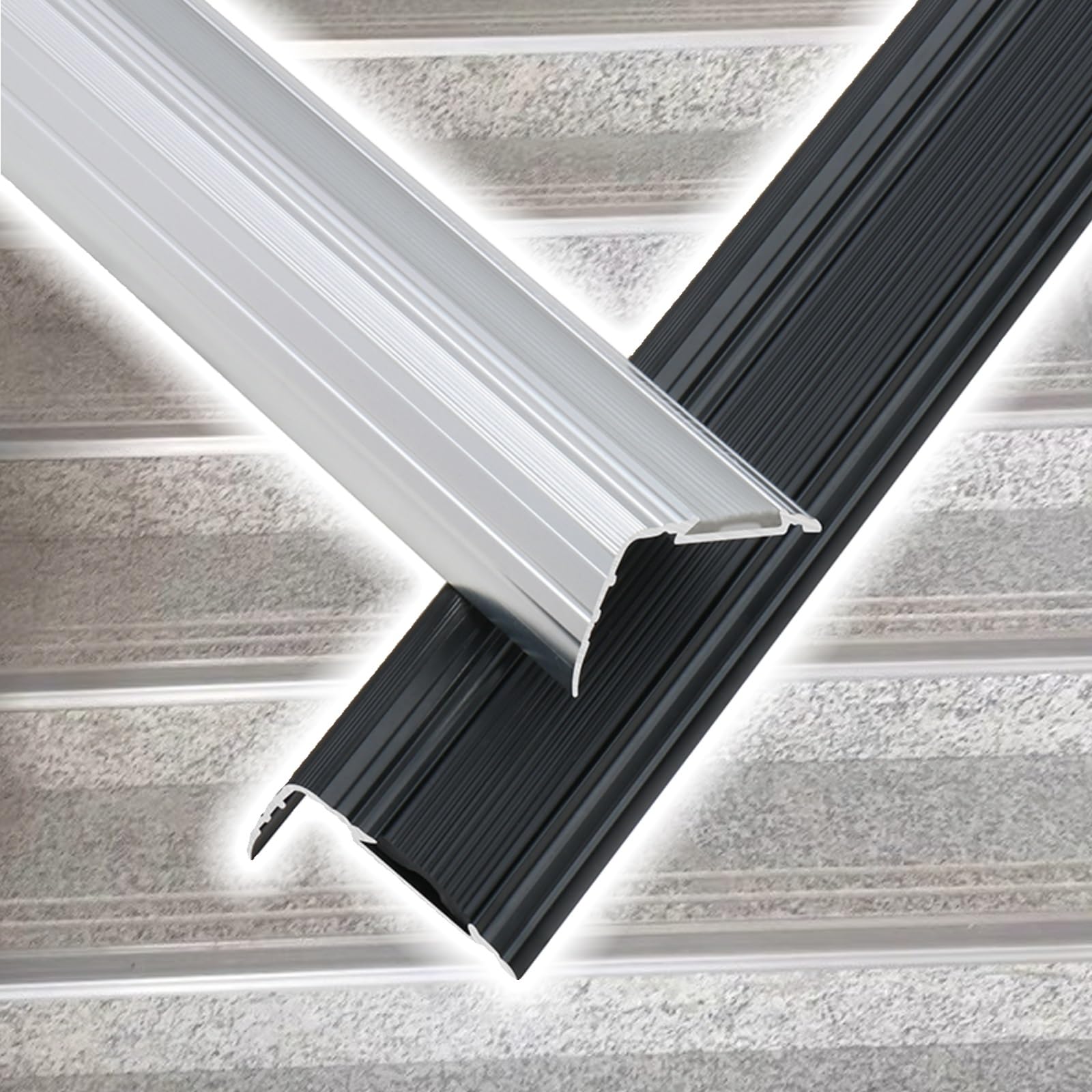 Ochraniacz krawędzi schodów ze stopu aluminium ze śrubami, listwa schodowa w kształcie litery L, 1 szt(Silver 1 pc,70cm/27.6in)