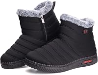 TEMOFON Women's Warm Fur Lined Snow Boots - Waterproof Ankle Booties with Zipper for Winter Outdoor Comfort