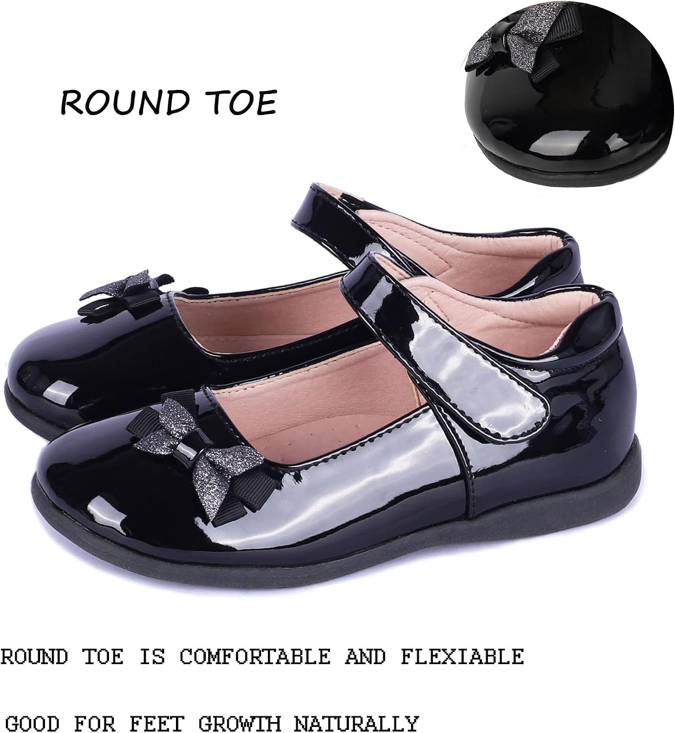 Girls Mary Jane Strap School Uniform Dress Flat Ballet Shoes