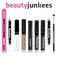 Vista 7 de Beauty Junkees Cepillo de cejas en ángulo con cepillo de bobina, cepillo de cejas y peine con ángulo delgado firme para relleno, tinte, delineador
