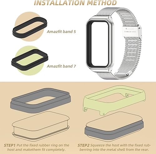 Miniatura 8 de MIJOBS Correa de repuesto de metal para Amazfit Band 7, compatible con Amazfit 7 Fitness Tracker