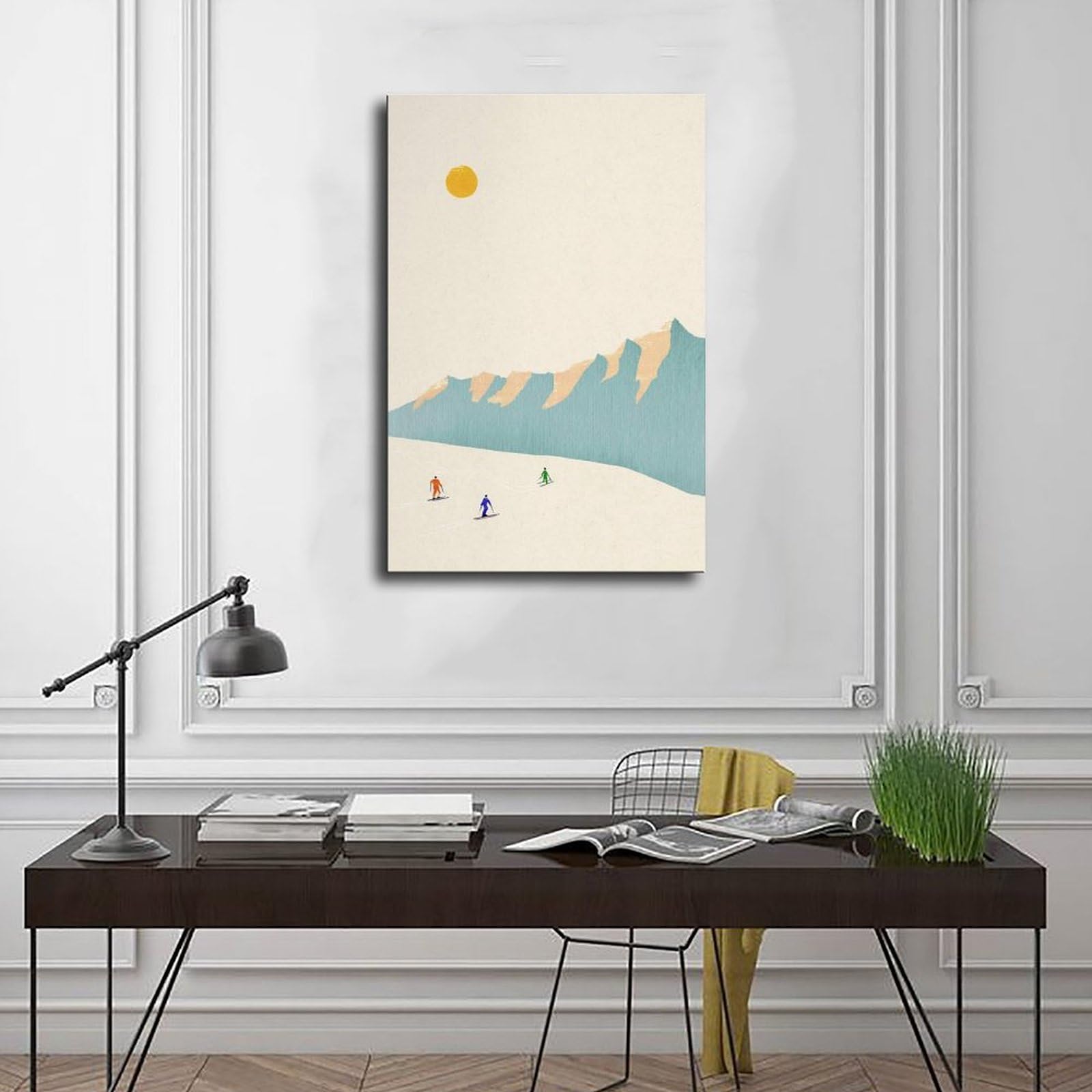 Mountain Skiers - Località sciistica piste da sci su tela poster decorazione camera da letto paesaggio ufficio camera da letto decorazione regalo 61 cm L x 91,4 cm W