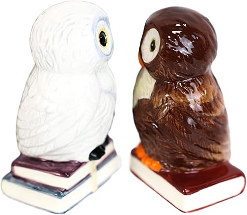 Miniatura 4 de Ebros Gift Wisdom Of The Woods - Juego de figuras de cerámica para saleros y pimenteros de 3.5 pulgadas de alto, búhos marrones con cuernos y búhos