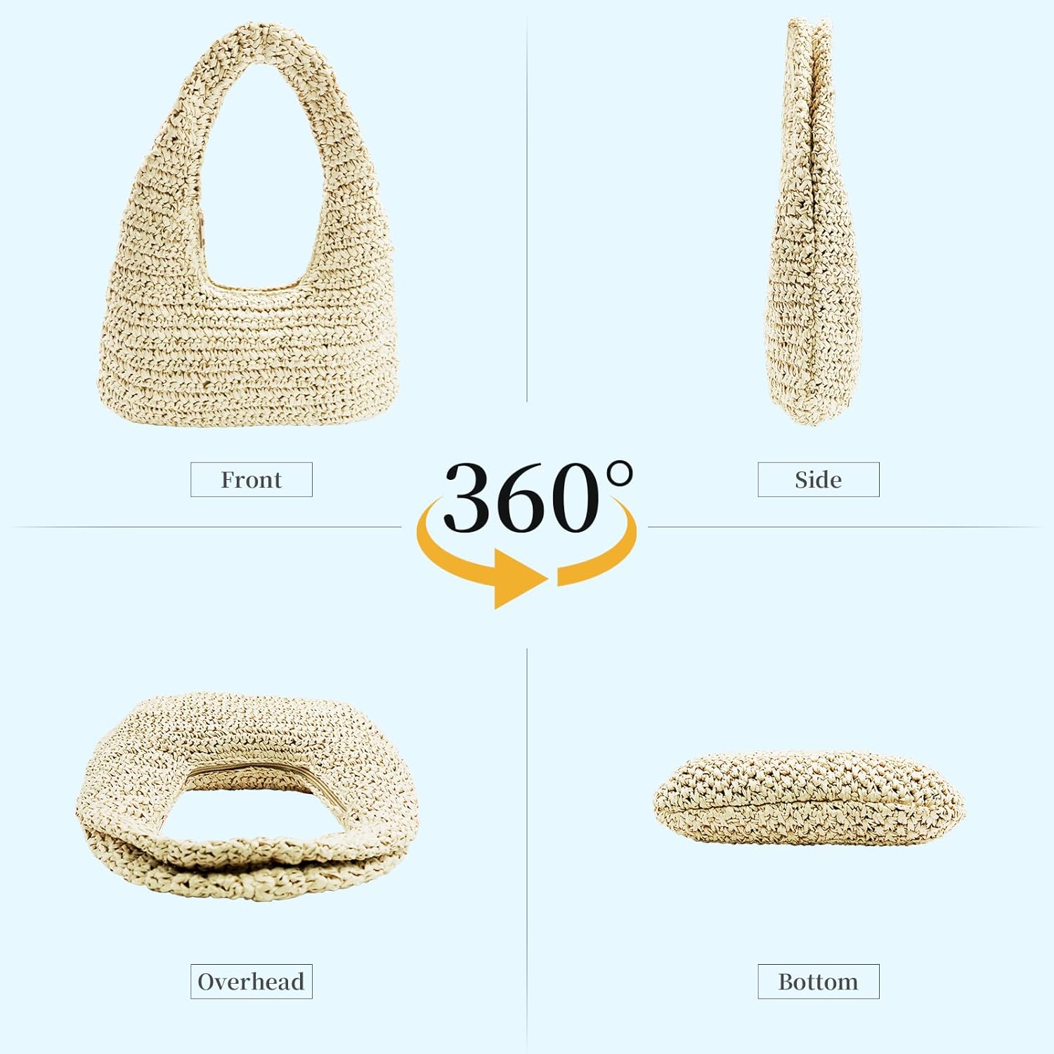 Crescent Straw Shoulder Handbag for Women Summer Beach Tote Raffia Woven Purse Hobo Underarm Bag 2026 - Image 6