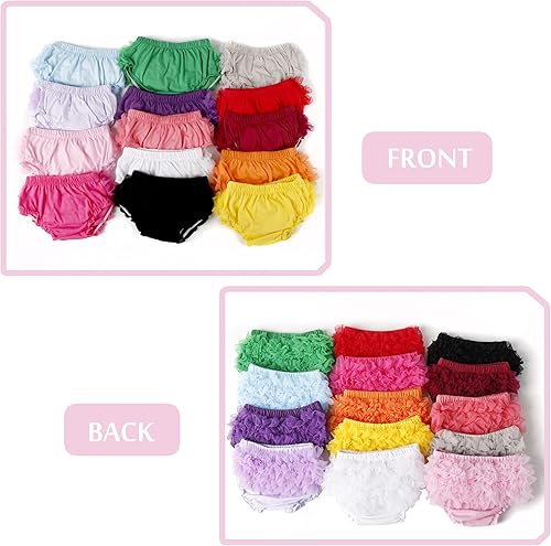 Miniatura 2 de UTTPLL Fundas de pañales para bebés, niños y niñas, con volantes, de malla, con volantes, elásticos, lindos pantalones cortos de algodón para bebé