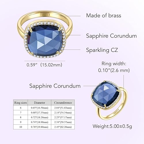 Miniatura 2 de Jupiter Natural Gemstone Women's Ring - 14k GoldRhodium Plated Genuine Gemstone Women Ring, 0.47"12mm Natural Birthstone Rings Jewelry Gifts for