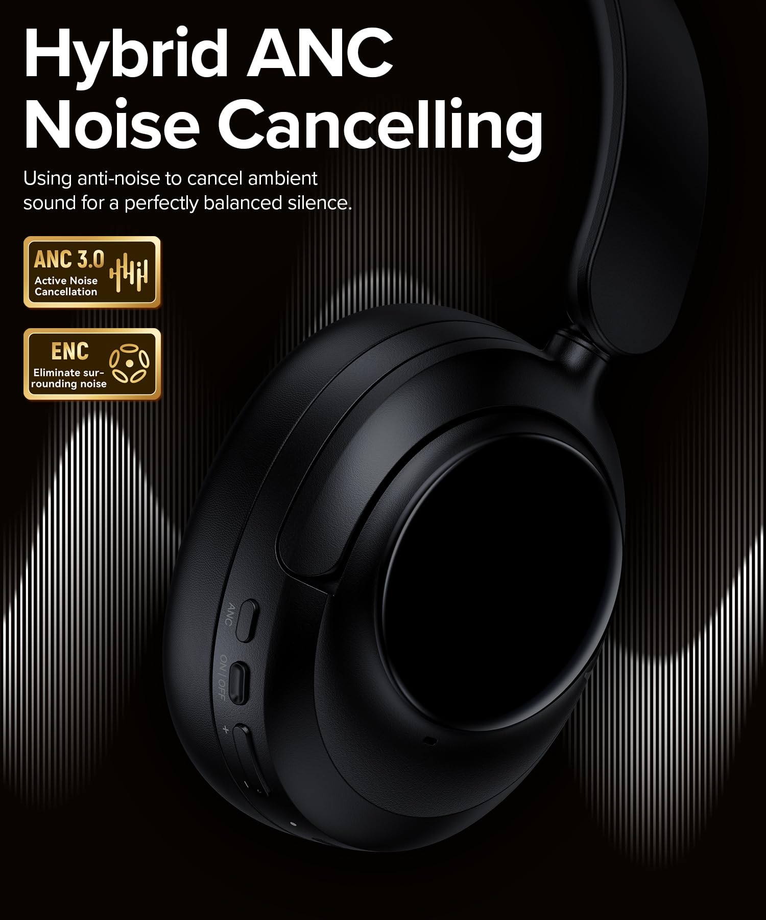 Hybrid ANC Headphones 120H Playtime Bluetooth 6.0 - Dettaglio