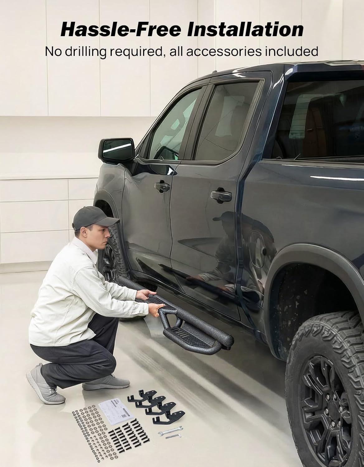 JOYTUTUS Running Boards for 2019-2026 Silverado & Sierra 1500, 2020-2026 2500HD 3500HD Crew Cab (Excl 2019 1500 LD/Limited) | 6.3“ Side Steps Nerf Bars, 550LB Capacity, 2-Tier Anti-Slip Wrinkle Finish