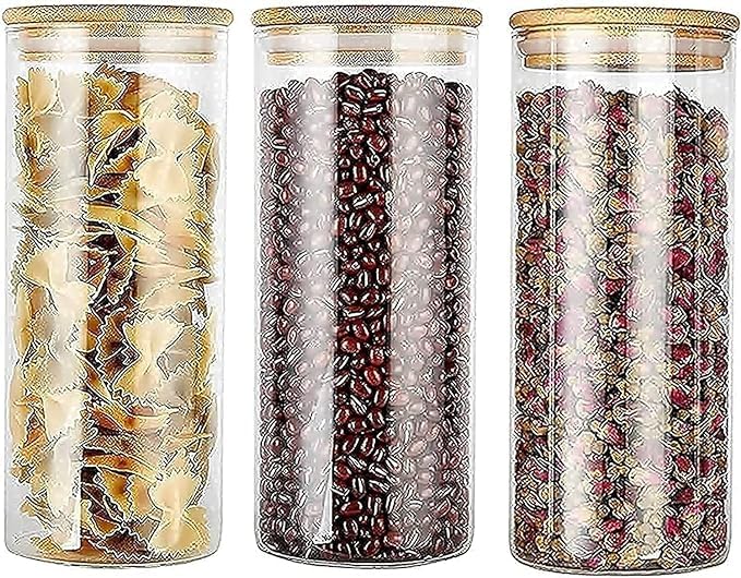 NyganmellozHigh borosilicate glass sealed jar straight tea jar dry fruit snack storage jar candy storage jar
