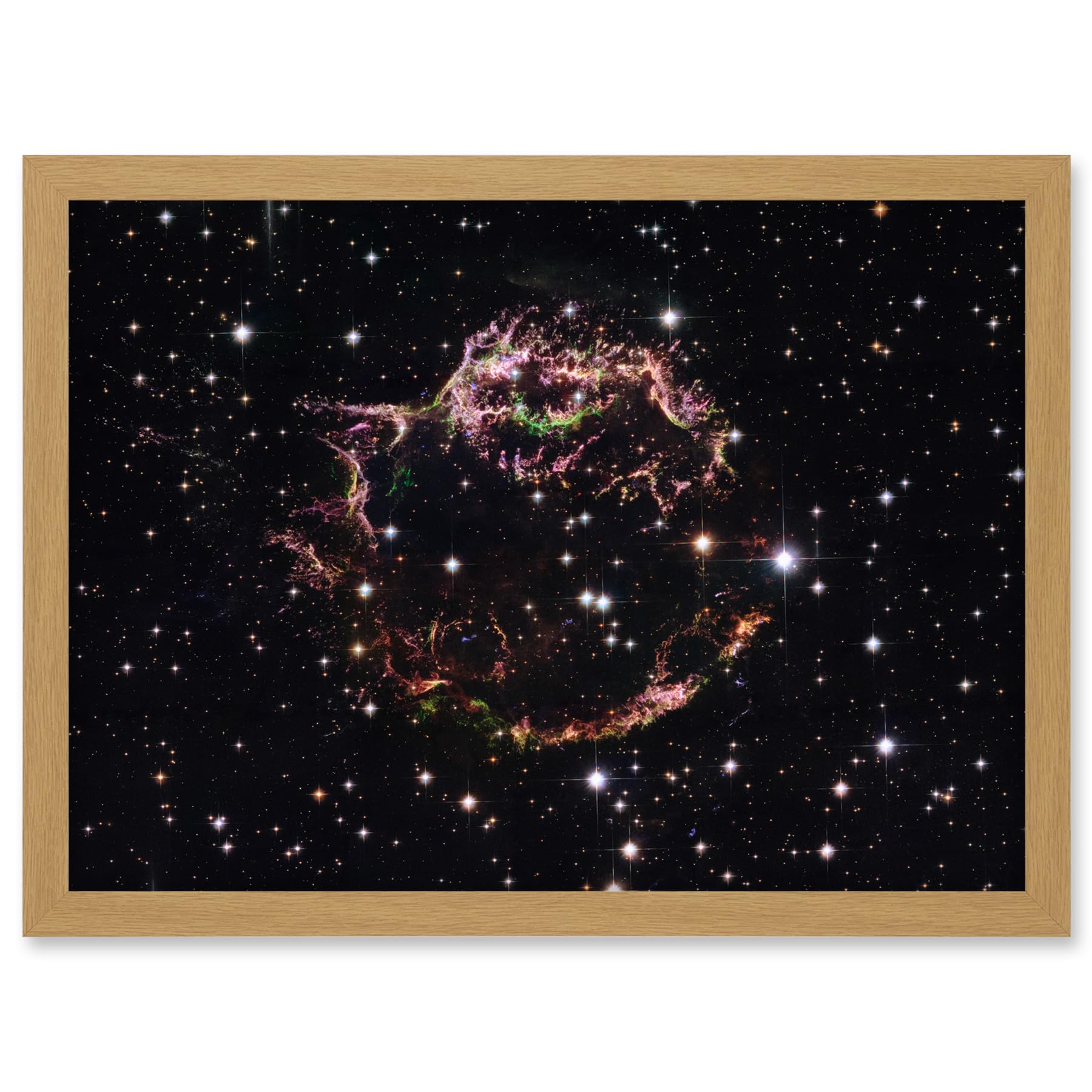 Artery8 Hubble Space Telescope Image Supernova Remnant Cassiopeia March 2004 Composite Structure Star Fragments Youngest Stellar Explosion Milky Way Artwork Framed A3 Wall Art Print