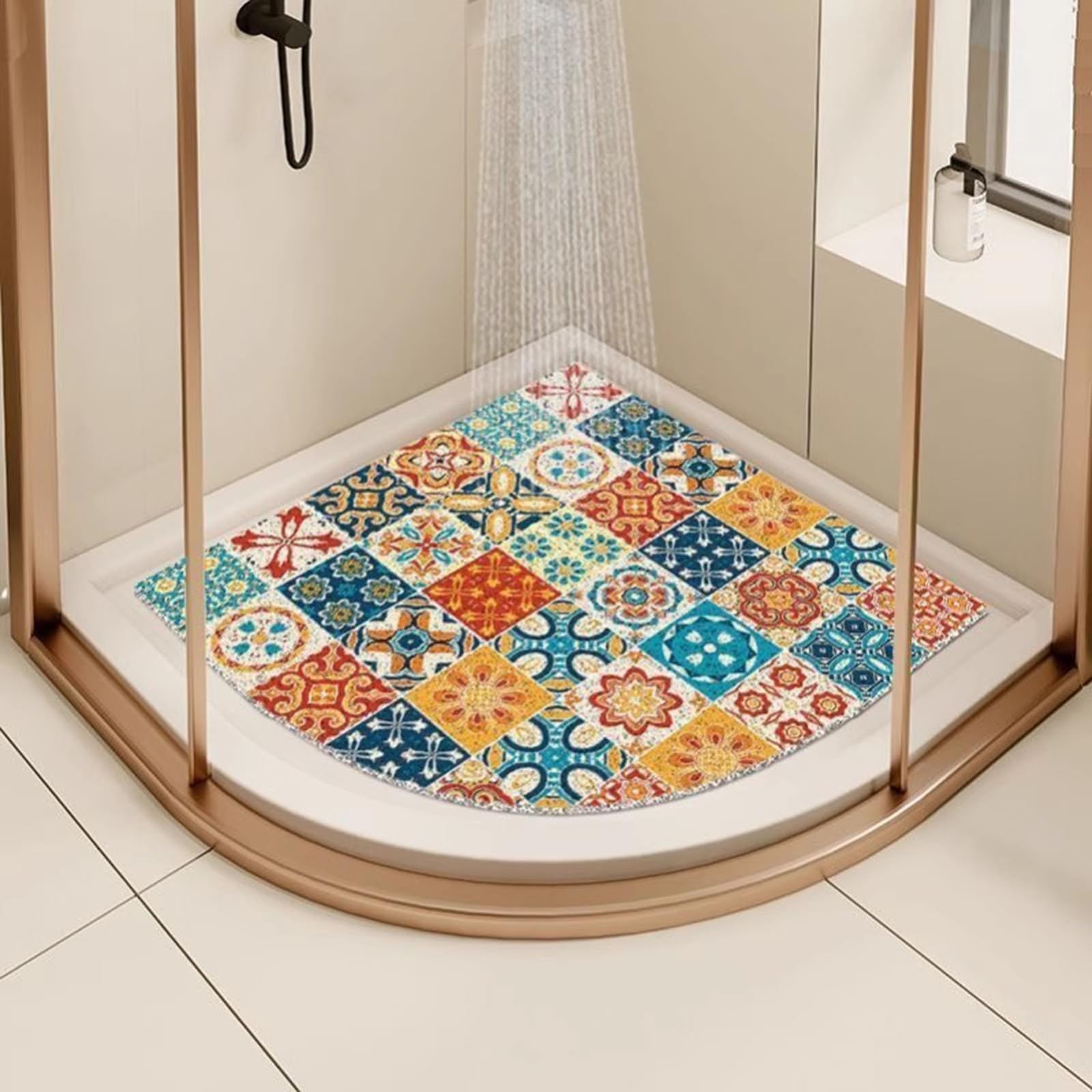 Ahkful F Shower Mat Non Slip Anti Mould, Non Slip Corner Bath Mat With Drain Hole, Inside Shower, Soft Comfort Pvc Loofah, Quick Dry And Easy To Clean,,70X70cm(28X28inch)