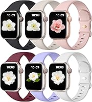 Vista 17 de Maledan Paquete de 6 correas compatibles con Apple Watch de 38mm 40mm 41mm 42mm 44mm 45mm 46mm 49mm, mujeres y hombres, correa deportiva de silicona