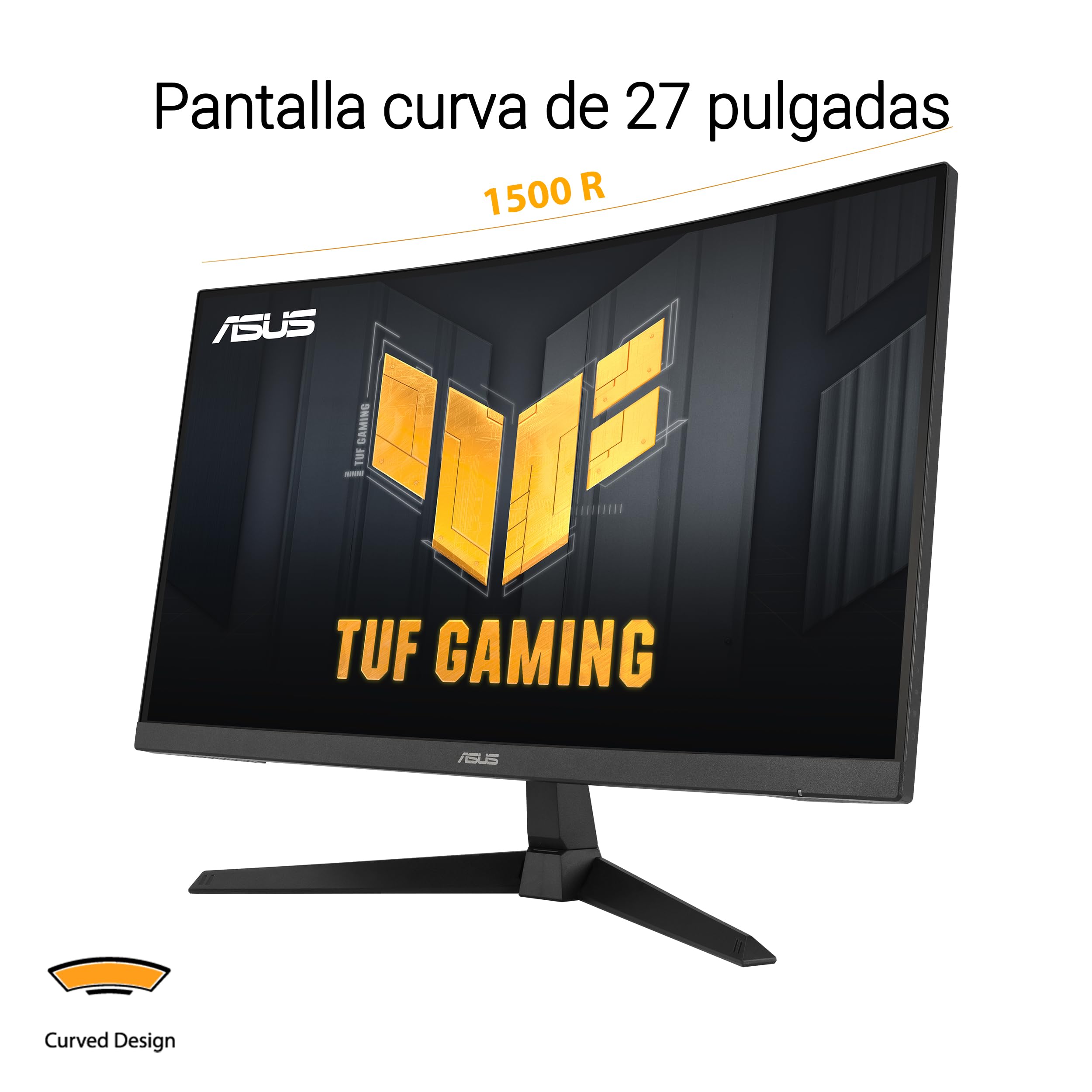 ASUS TUF Gaming VG27VQM1B - Monitor Gaming de 27 Pulgadas Full HD, Curvo, 280 Hz, ELMB, 1 ms de Tiempo de Respuesta, FreeSync Premium, 90% DCI-P3, DisplayWidget Center | ELMB Sync, 1ms, 90% DCI-P3, altavoces integrados, FreeSync Premium, curva 1500R, cent