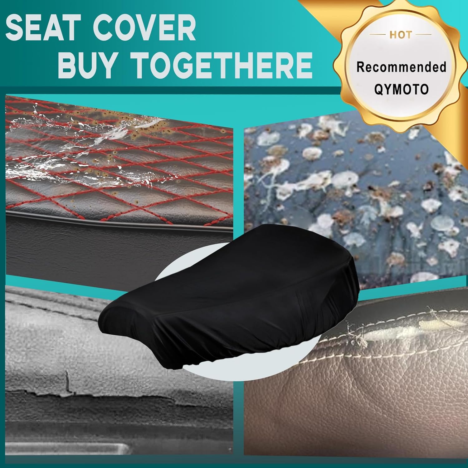 QYMOTO 15" Upgraded Coleman CT200U-EX Seat,Red Color Stitching CT200uex Mini Bike Seat 200cc Powersports Seats,Replacement CT200U ex Seat Cusion Pad Minibike Parts