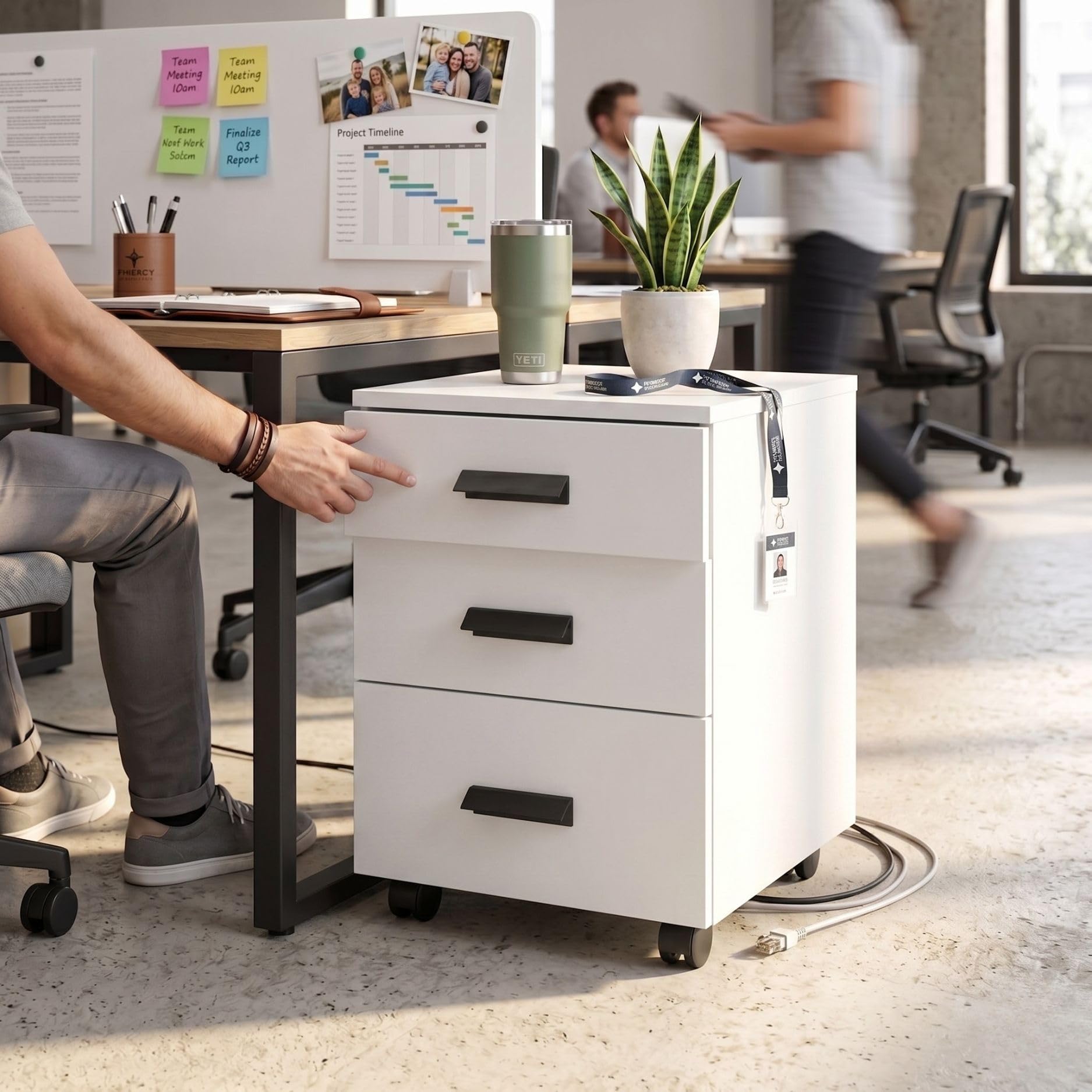 FFO FileMate Wooden Filing Cabinet with 3 Drawers, Office File Storage Cabinet, Compact Document Organizer for Home Office,Study Room & Bedroom, White DIY-image-42