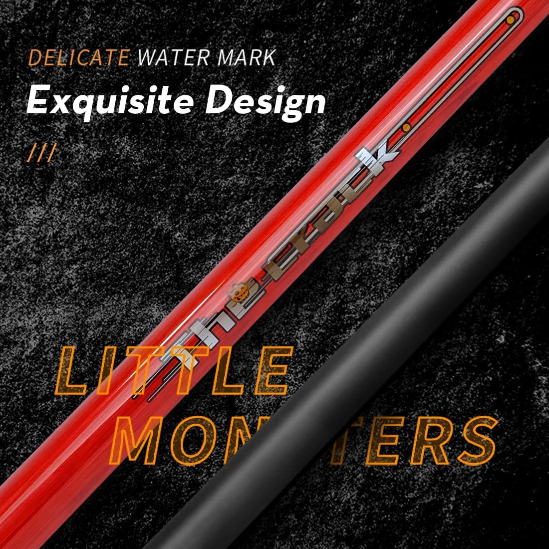 Little Monster Carbon Fiber Break Cue Silicone Wrap Black Technology Punch Cue Pool Stick 58" 12.9mm Bakelite Tip with Soft Leather Bag
