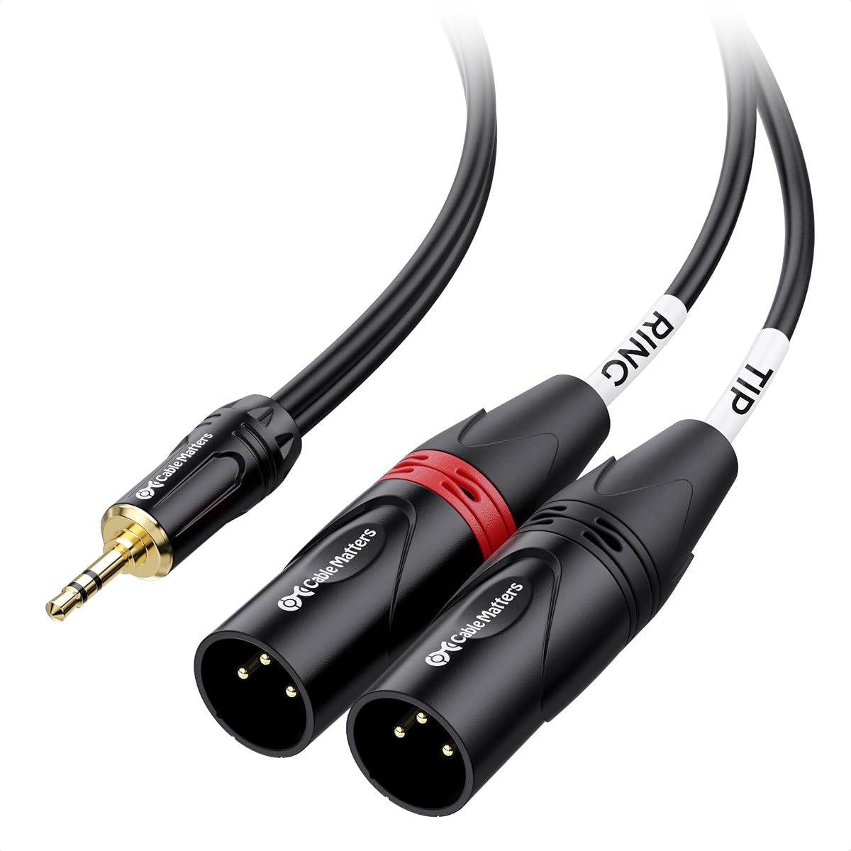 Cable Matters Cable TRS de 3,5 mm a 2 XLR, macho a macho, 10 pies | Cable de conexión macho TRS, auxiliar a doble XLR de 1/8 de pulgada