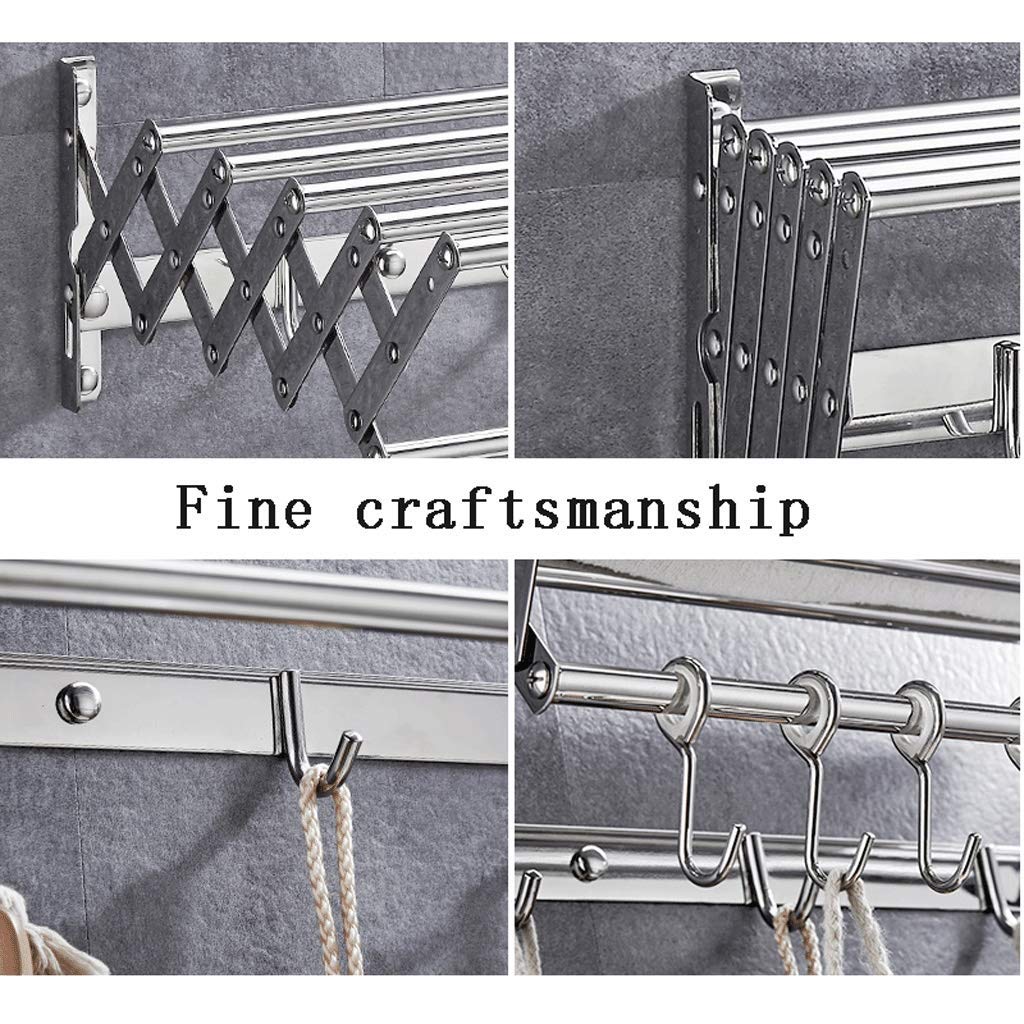 Generisch Diese ausziehbare, Faltbare Wandwäscheleine mit Handtuchhalter für Badezimmer ist platzsparend und lässt Sich einklappen (Größe: 90 cm).