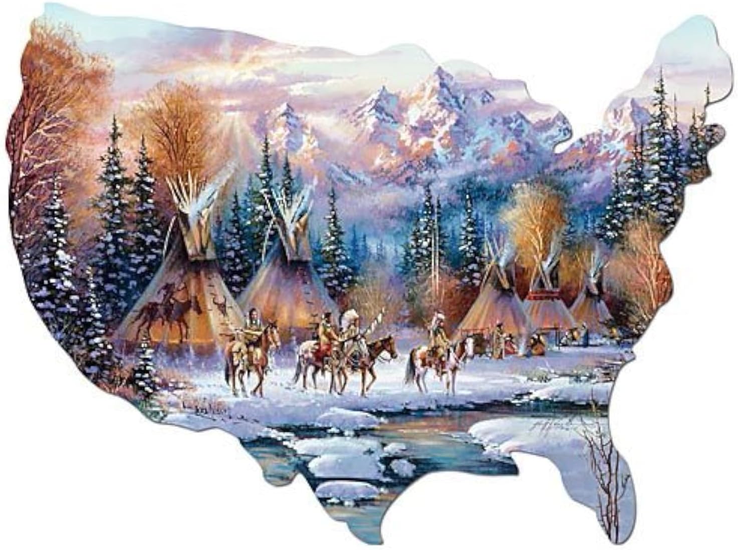Bits and Pieces – 750 Piece Jigsaw Puzzle for Adults – Home of The Brave, Native American - by Artist Kirk Randle, Completed Puzzle Size: 20" x 27"