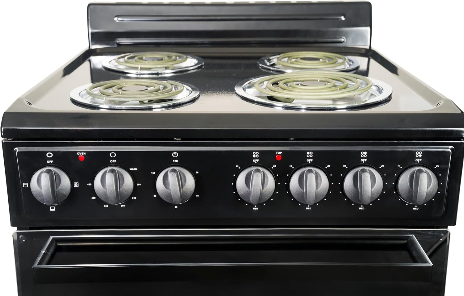 Premium Levella PRE2427GB 24 in Freestanding Electric Range with 4 Coil Burners and 2.7 Cu. Ft. Single Oven Capacity with Lower Storage Drawer - Black