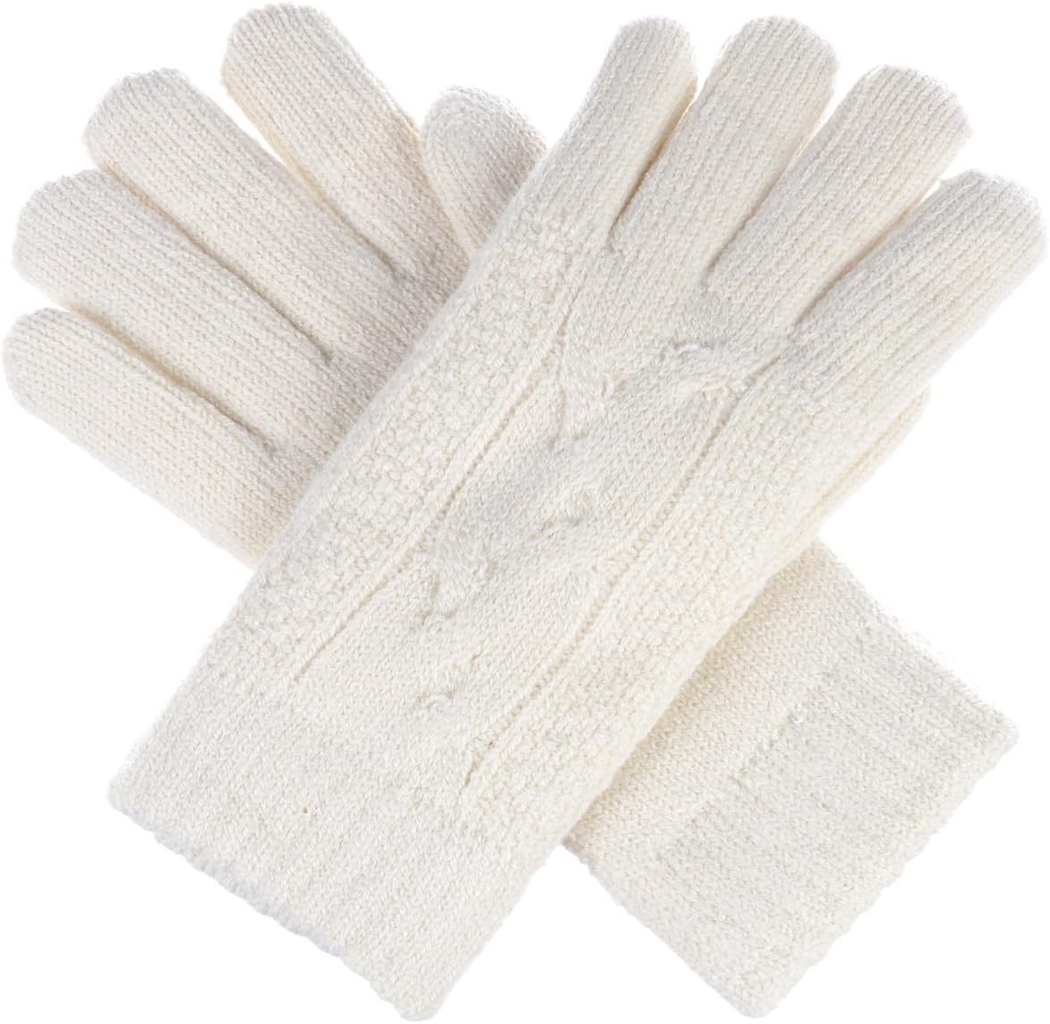 Be Your Own Style BYOS Women’s Winter Classic Cable Warm Plush Fleece Lined Knit Gloves