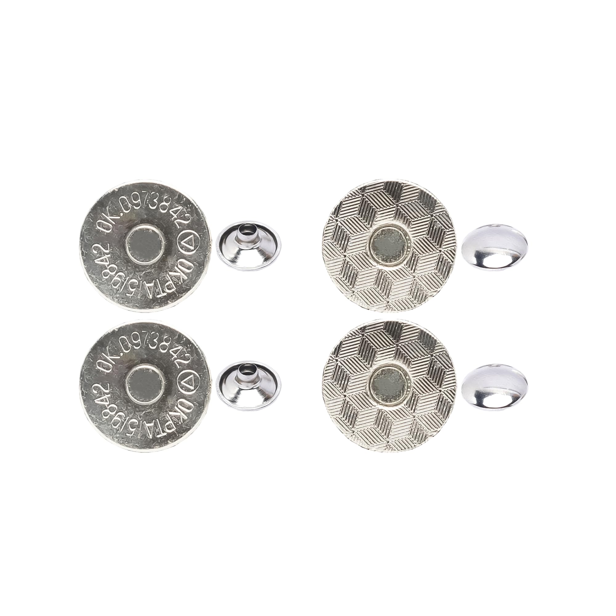 WedDecor 4-Part Laser Cut 18mm Double Rivet Silver Magnetic Clasps Anti-Rust Snap Closure Buttons for Leather Craft, Bags, Purses, Coats & DIY Sewing or Accessory Projects, Pack of 10