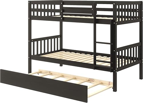 Miniatura 6 de Merax Litera con nido 14 listones de cama matrimonial sobre matrimonial con escalera cama nido de madera maciza con rieles barandillas altas de