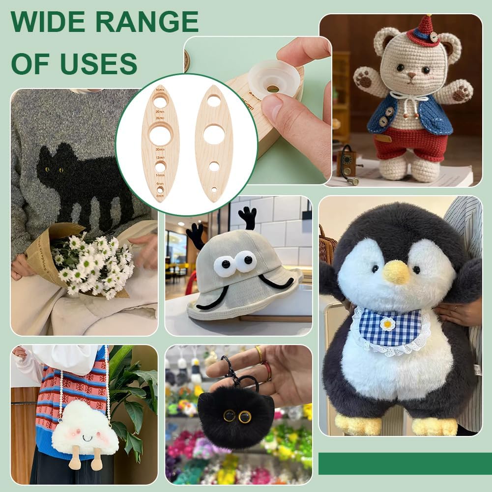 PH PandaHall 2pcs Safety Eye Tool Wood Safety Eyes Insertion Tool Amigurumi Craft Eyes Tool Eyeball Gauge Board Wood Auxiliary Tool for DIY Craft Amigurumi Crochet Stuffed Animal Bear Eyes Install
