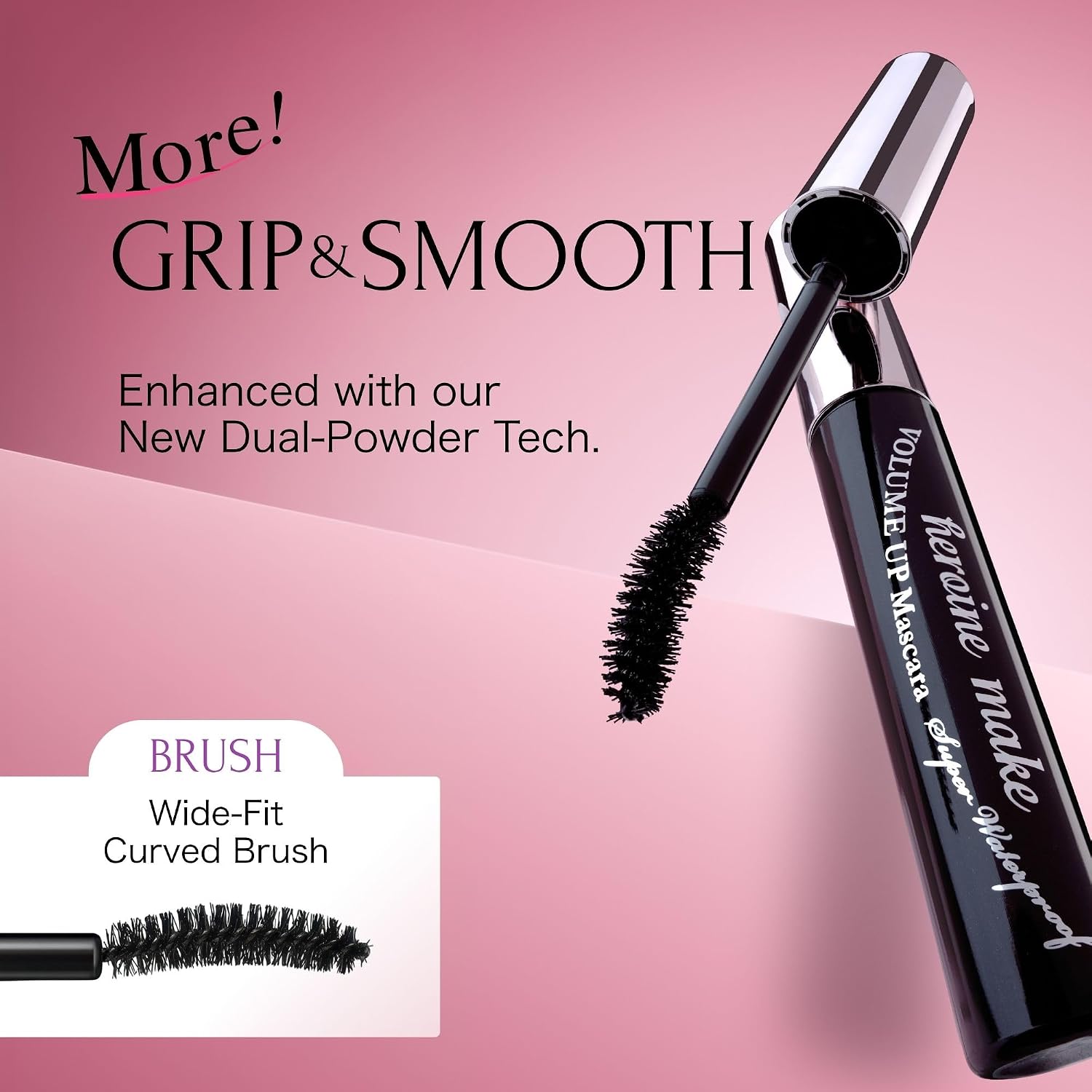 Heroine Make by KissMe Volume & Curl Mascara New Black | Waterproof, Volumizing & Lengthening Mascara for Thick, Defined Lashes | Smudge-Proof, Curling Formula | Made in Japan | 1 Pack