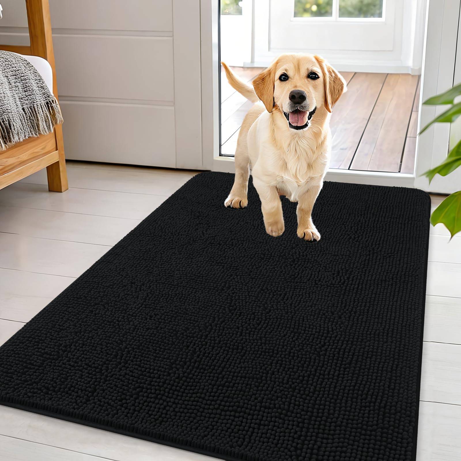 OLANLY Dog Door Mat for Muddy Paws 44x32, Super Absorbent Chenille Mud Mat