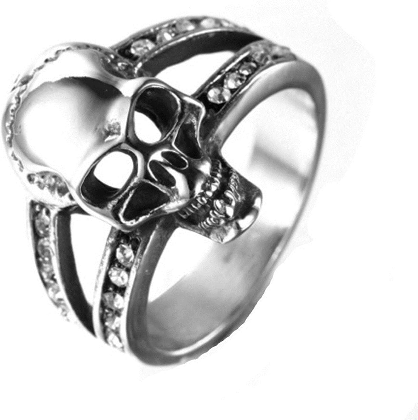 Amody Men's Stainless Steel Gothic Punk Biker Ring Punk Rock Skull Ring