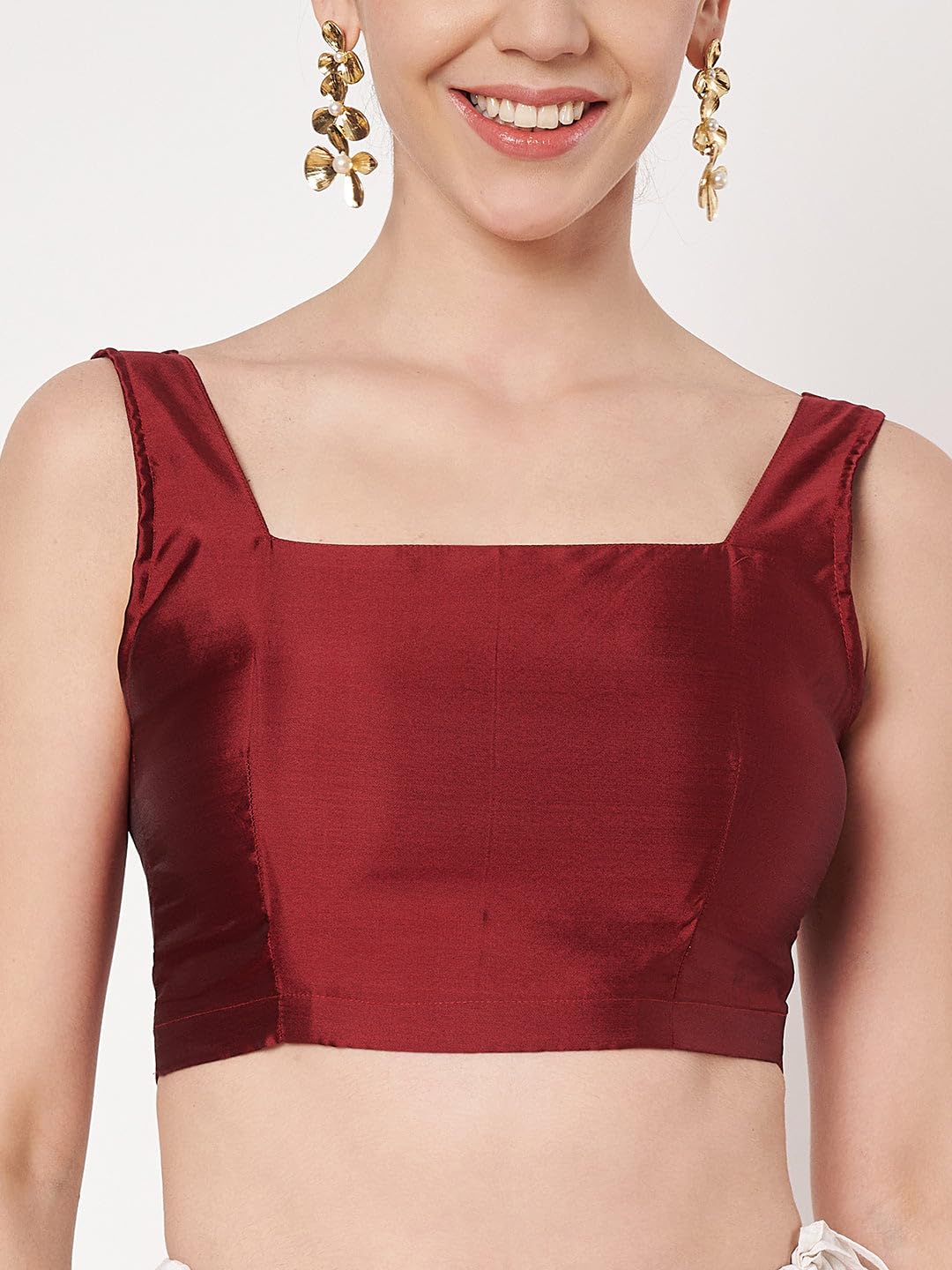 studio rasa Women's Cotton Printed V-Neck Crop Top for Festive Wedding Party (TPWC62546XS_Maroon_X-Small) 2