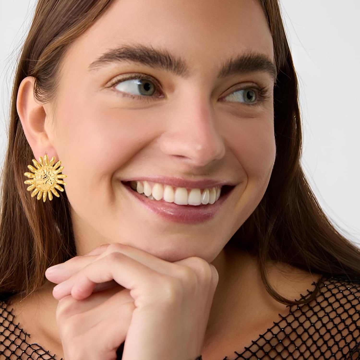 Chunky Gold Stud Earrings for Women Trendy Sun Earrings Hypoallergenic Earrings Fashion Jewelry - Image 2