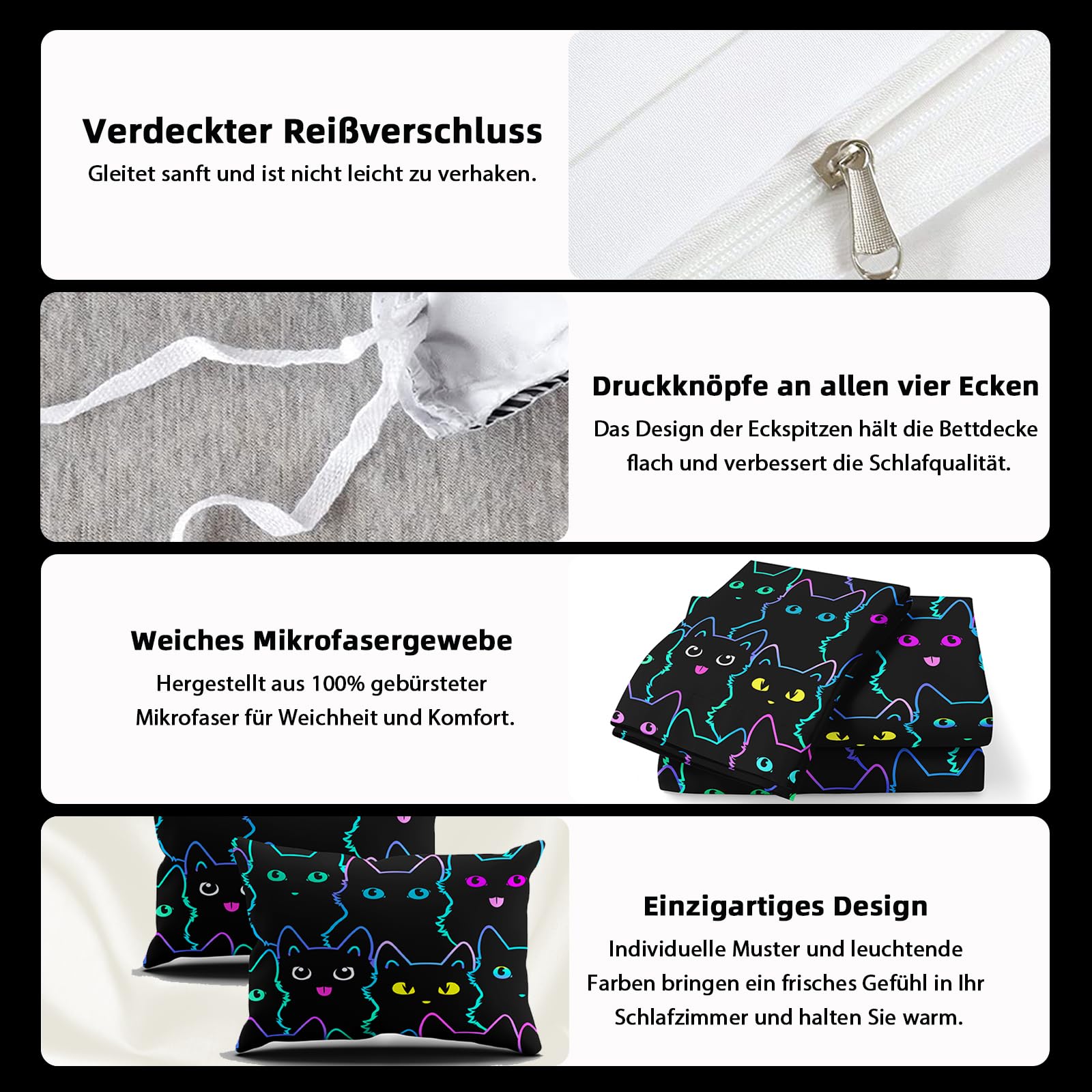 Juego de Ropa de Cama para Gatos, Bonito Juego de Ropa de Cama con Funda nórdica y Funda de Almohada (F, King（220x240cm）)