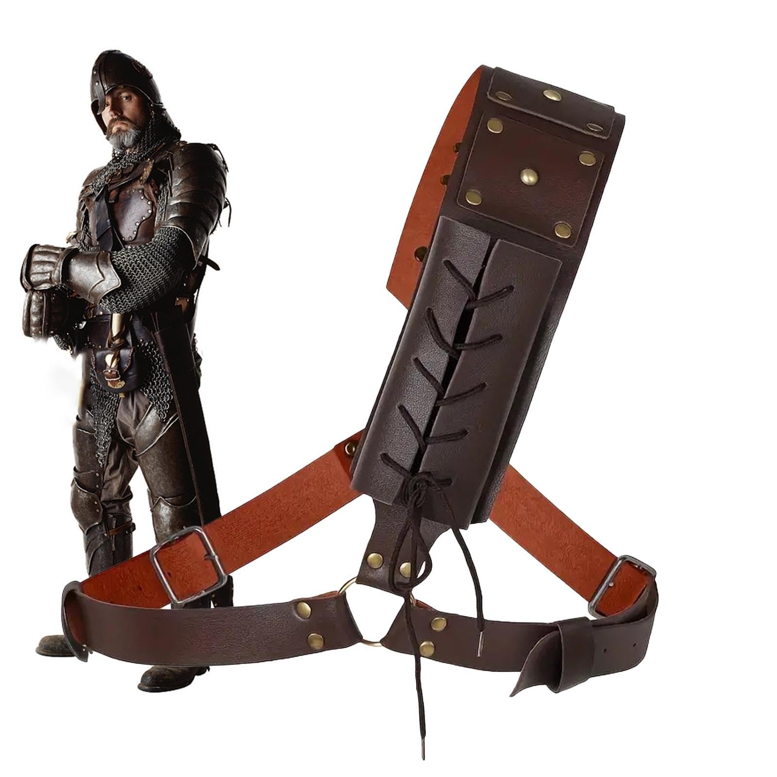 Gaine de sabre, support de dos de sabre médiéval Renaissance – Ceinture porte-sabre en cuir PU pour chevaliers, Halloween, guerriers, pirates