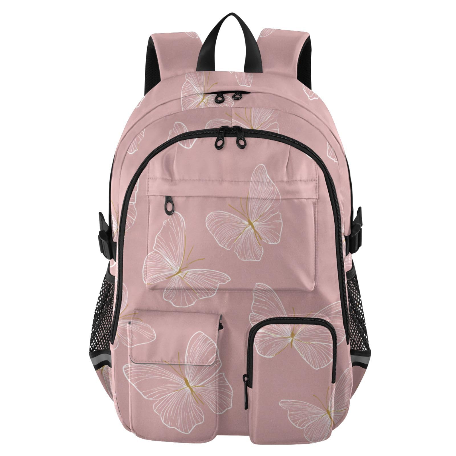 Mochilas de viaje para laptop cómodas con estampado rosa 8