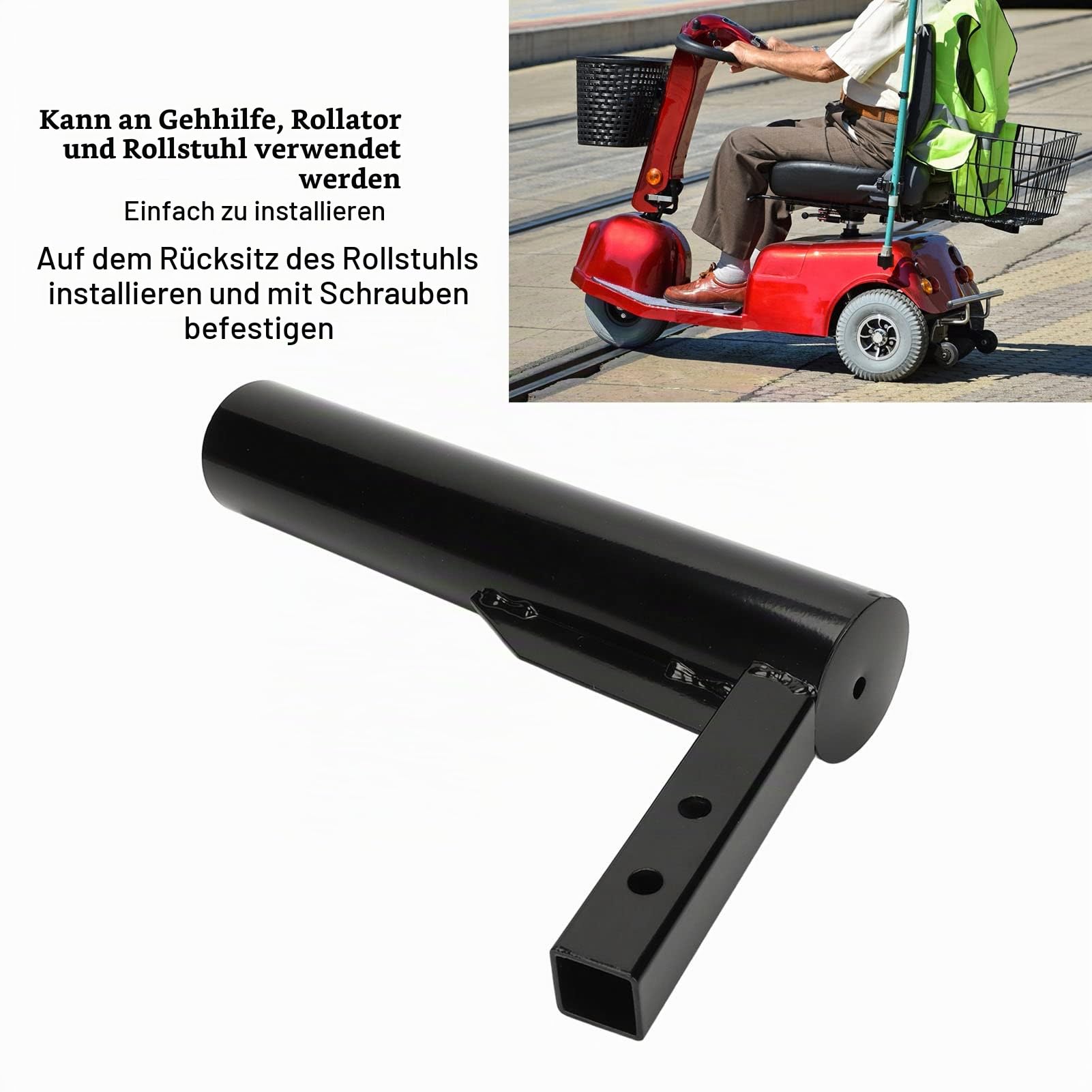 Rollator Stockhalter, Stockhalter aus Metall für Roller und Elektrische Stühle, Stockhalter Stützzubehör für Rollstühle Gehhilfen