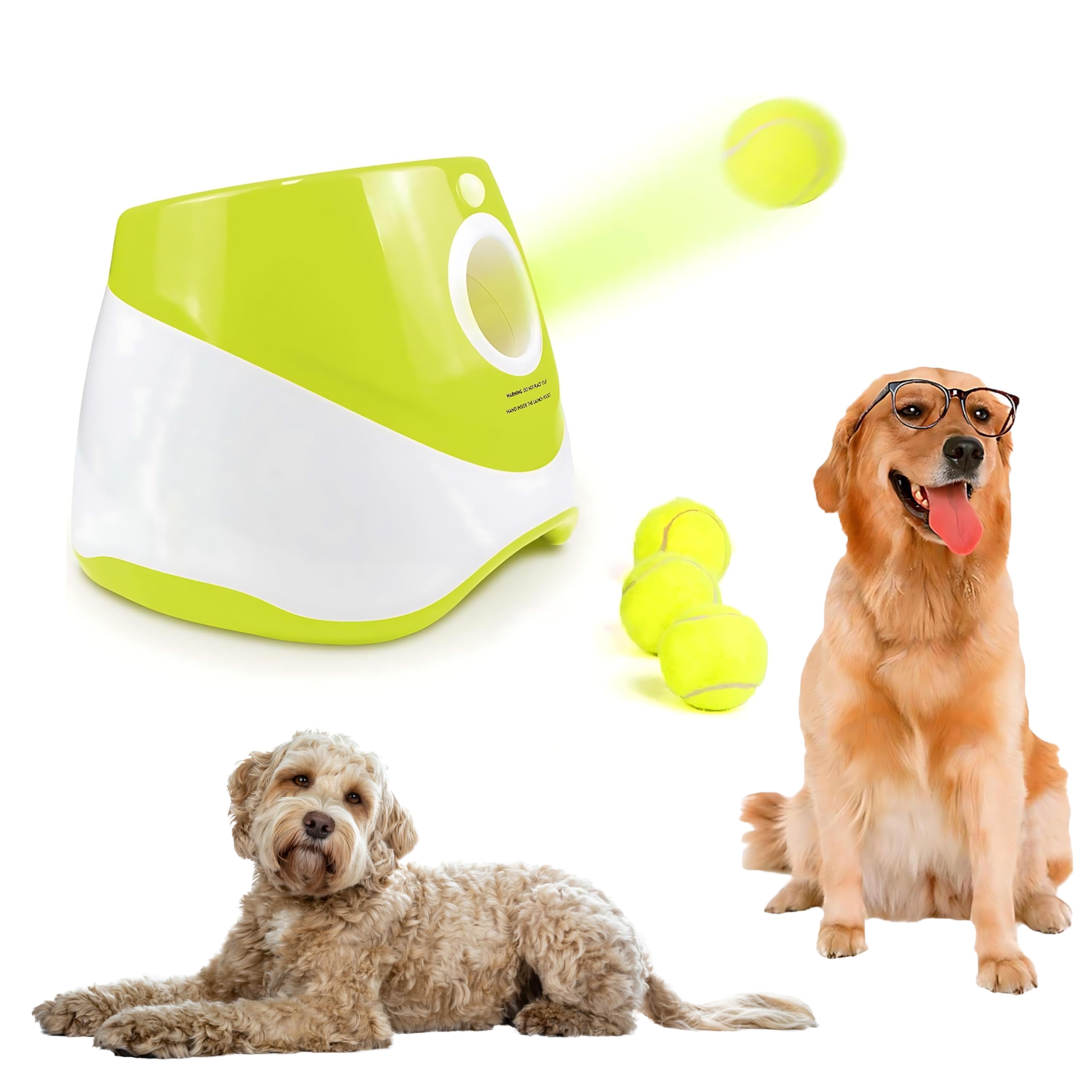 Sponsored Ad – LIFE HACKS® Automatic Dog Ball Launcher for Small & Medium Dogs, Interactive Tennis Ball Thrower with 10-30Ft Adjustable Distance, Indoor/Outdoor Puppy Dog Toy, Includes 3 Balls & Charger (Green)