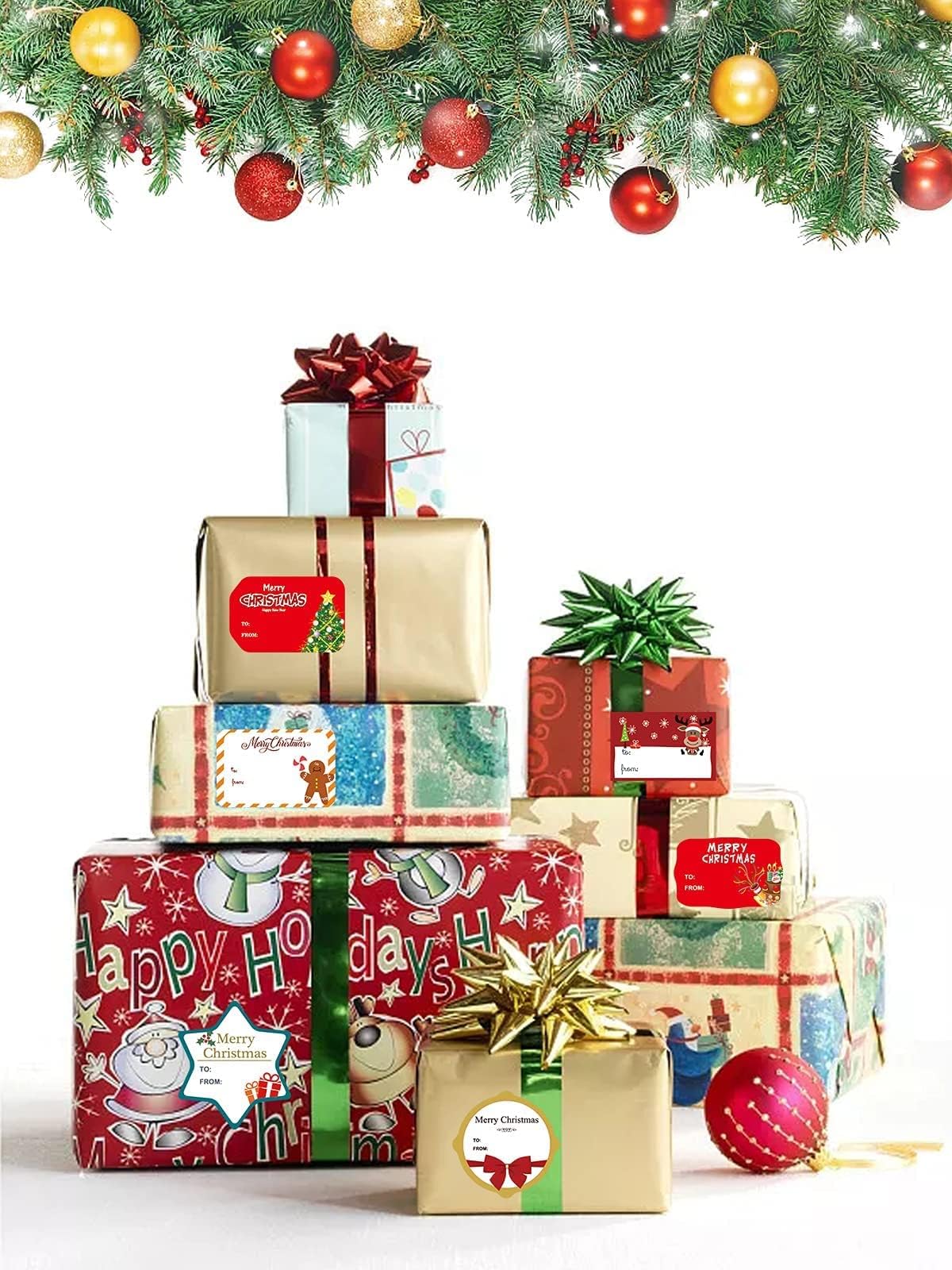 Autocollants Cadeaux Sur Le Thème De Noël, Etiquette Autocollantes Noël