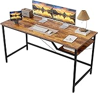 Mericonia 48x24 Inch Gaming Desk for Small Spaces - Sturdy Computer Table for Home Office, Study, Modern Rustic Brown Finish