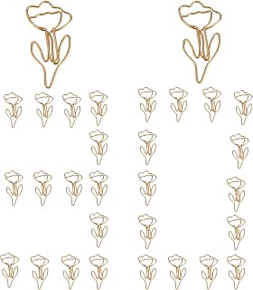 30pcs Cute Paper Clips Metal Flower Shape Paper Clips Clamp for Office School Home Desk File Supplies Organization Wedding Decoration (Gold)