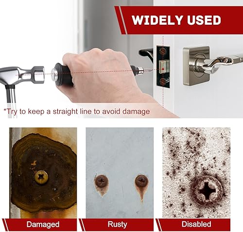 Miniatura 10 de Juego de destornilladores de impacto reversibles manuales de 12 pulgadas, 12 destornilladores de impacto S2, acero mucho más duradero, desenganche,