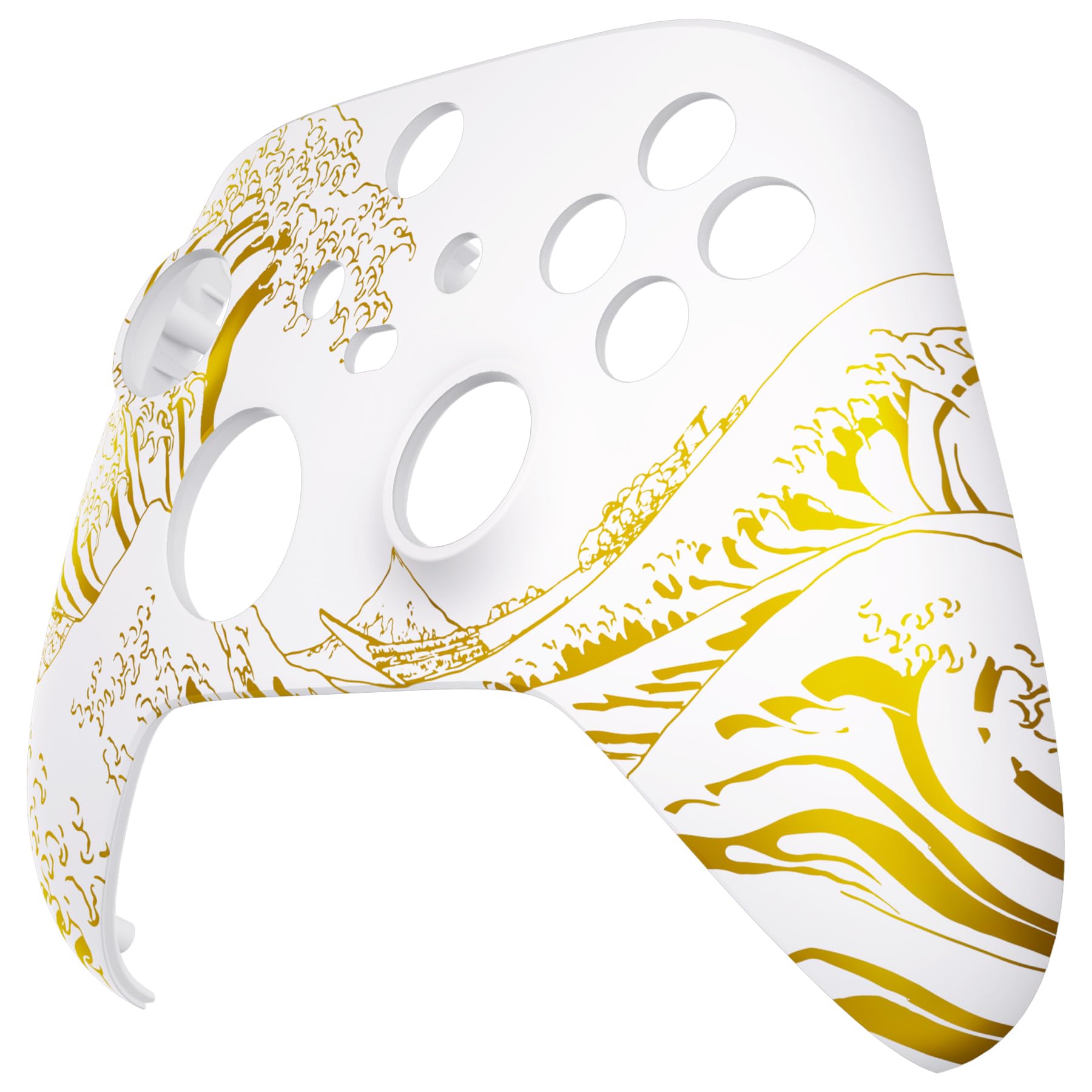 eXtremeRate Cover Frontale per Xbox Series X S Controller Model 1914,Scocca Custodia Copertura Ricambio per Xbox Series X S Joystick,Senza Controller-Grande Onda d'oro Bianca