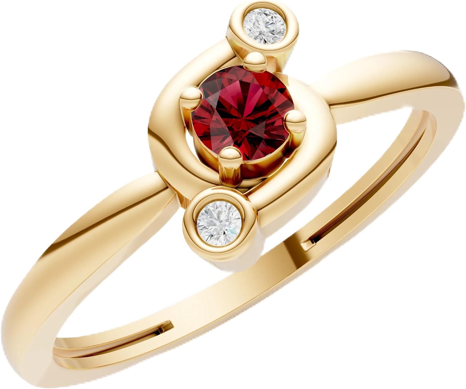PEORA Round Cut Garnet Stackable Band Available in Solid 10K, 14K or 18K Ring – White, Yellow or Rose Gold