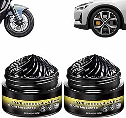 Tyre Nourish Cream, 2-Pack Car Tire & Plastic Trim Renewal Paste, Tire Nourish Wax Cream, Restores Black Gloss, Powerful Wheel Cleaning Refurbish Wax, for Car Tires (Black-2 Packs)