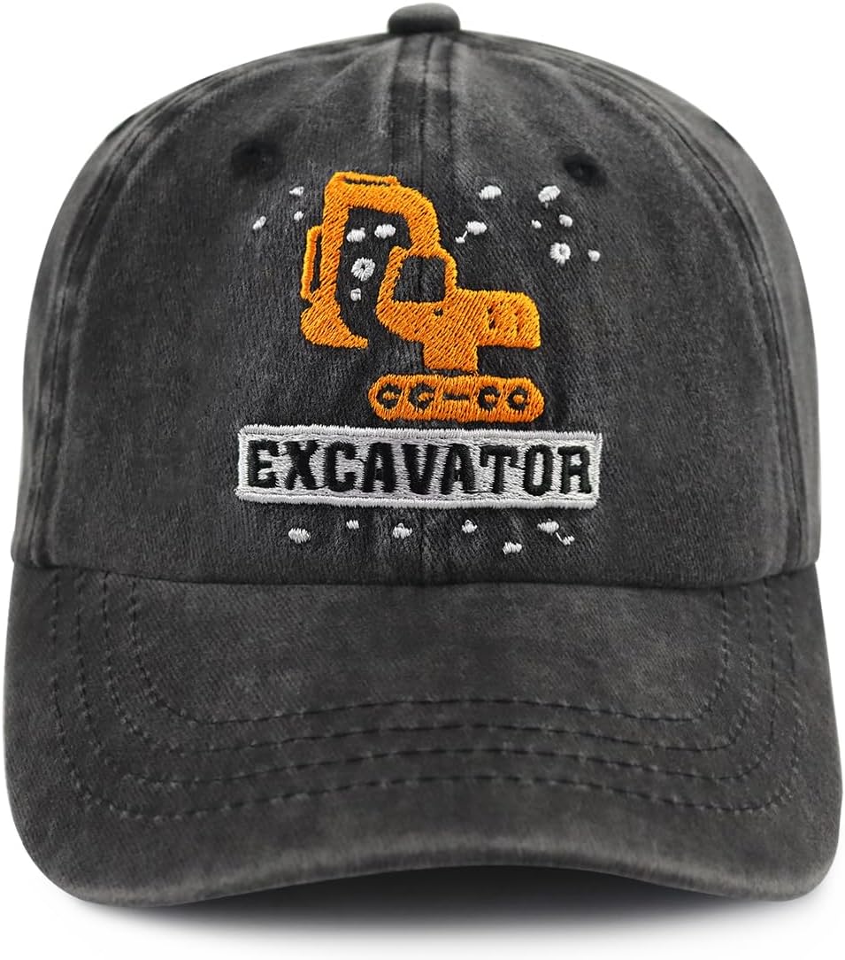 GzacDeope Excavator Kid Baseball Hat, Embroidery Toddler Baseball Cap