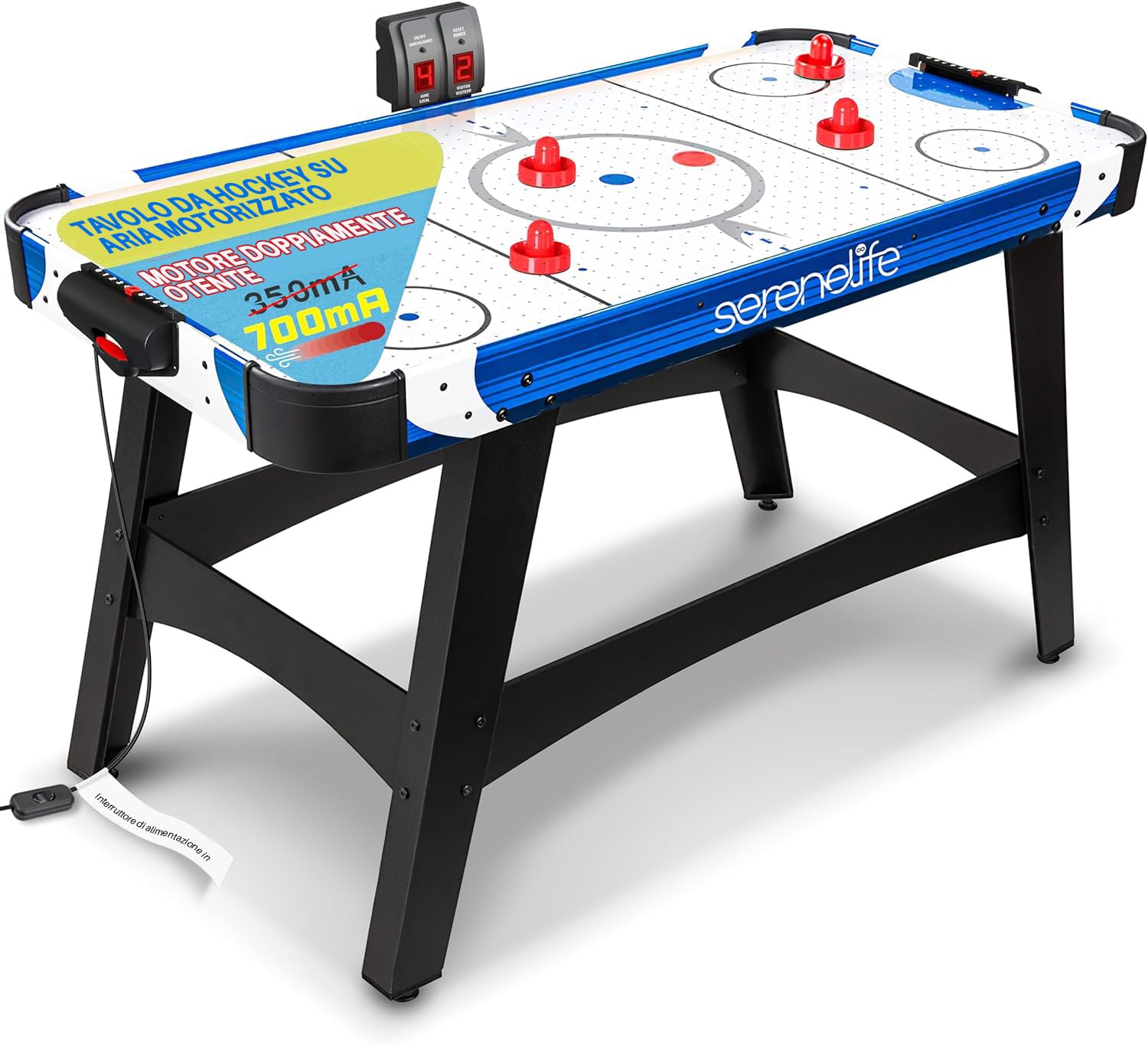 Set tavolo da air hockey con segnapunti LED elettronico, Mini tavolo da air hockey per bambini e adulti