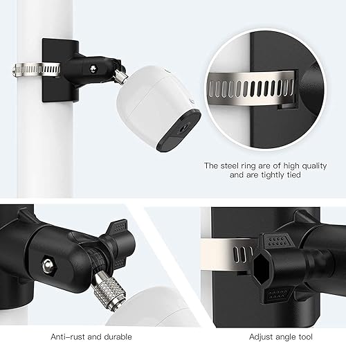 Miniatura 10 de Soporte exterior para Arlo Pro 4Pro 3Pro 2ProUltra 2UltraEssentialReolink Wyze Cam, reflector y otros, se adapta a tuberías de 1.96-7.87 pulgadas